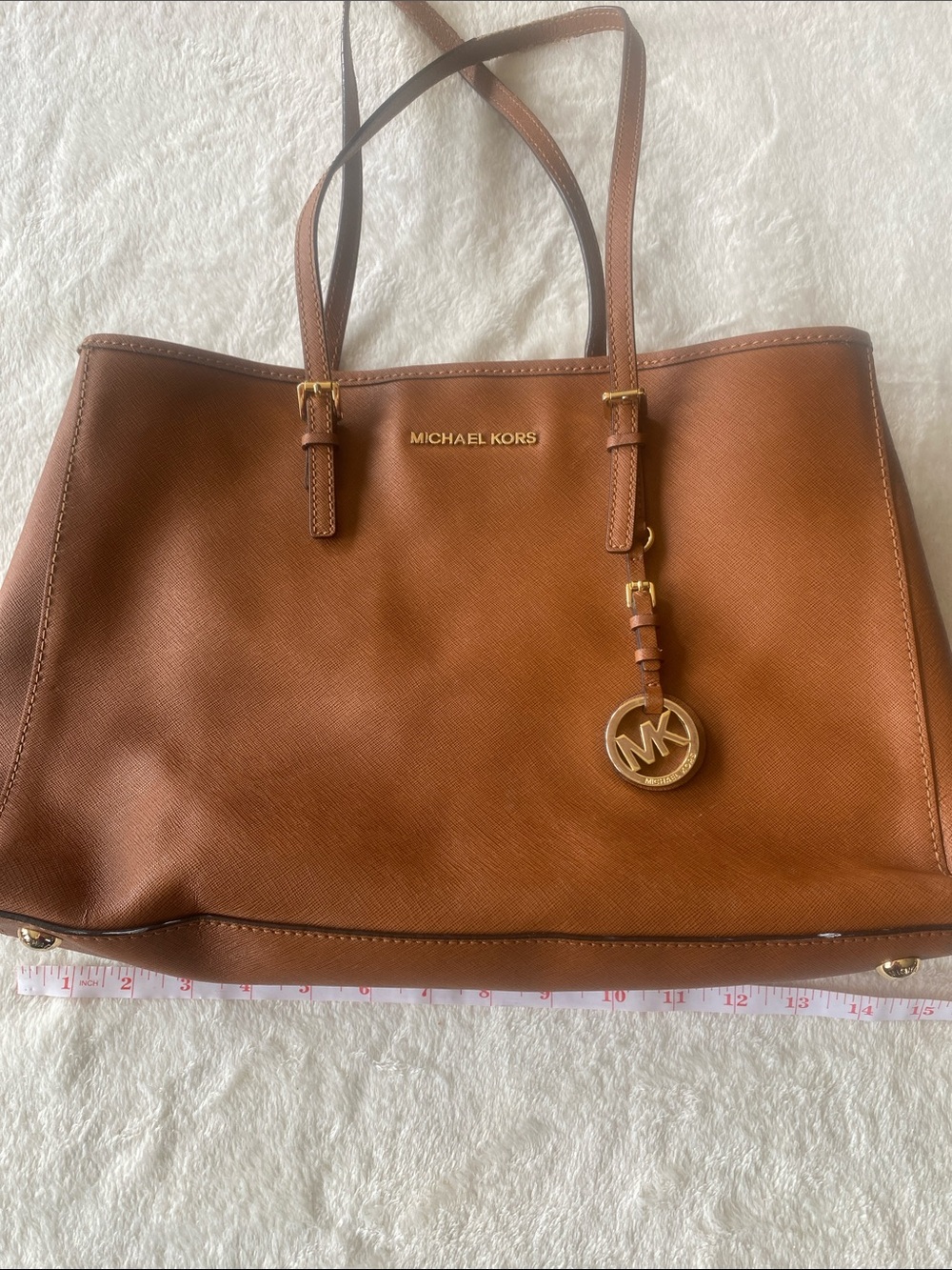 Michael Kors Cognac Leather Tote with Gold Hardware